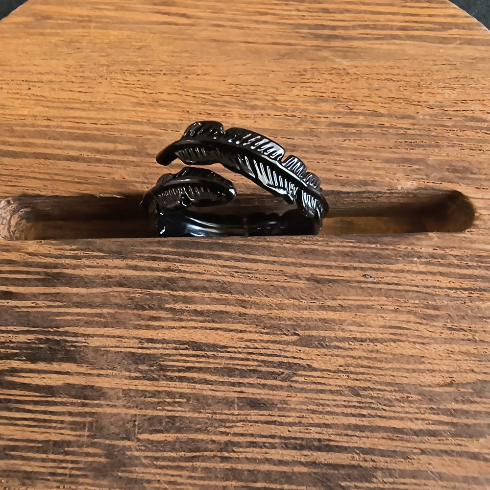 Hand Crafted Midnight Feather Ring